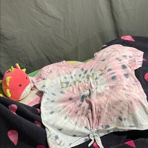 DKNY Sport Pink, Gray and Black Tie-Dye Tee